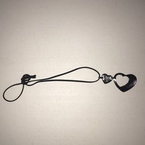 NWOT! Dark gray two hearts necklace for women